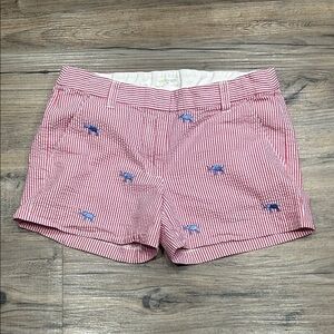 Crewcuts Red Striped Shorts with Blue Embroidery Elephants